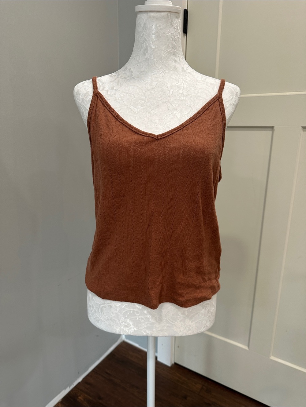 American Eagle Outfitters Rust Brown Ribbed Spaghetti Strap Cami